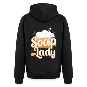 Soap Making Crafting Soap Lady - Unisex Premium Bio Zip Hoodie - Schwarz - Hinten - Nico (187cm)