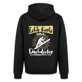 Dachdecker Sprüche Dachdecken - Unisex Premium Bio Zip Hoodie - Schwarz - Hinten - Nico (187cm)