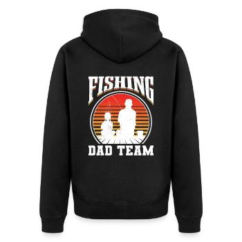 Fishing Papa Team Angler Fisherman Fishing Father - Unisex Premium Organic Zip Hoodie - black - Back - Nico (187cm)