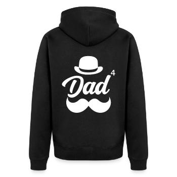 Vater Von Vier Kindern Papi Papa Vater Tag - Unisex Premium Bio Zip Hoodie - Schwarz - Hinten - Nico (187cm)