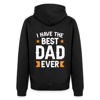 Ich Habe Den Besten Vater Aller Zeiten Papi Papa - Unisex Premium Bio Zip Hoodie - Schwarz - Hinten - Nico (187cm)