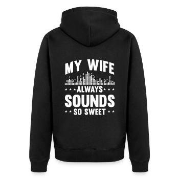 Tontechniker Sound Audio Engineer - Unisex Premium Bio Zip Hoodie - Schwarz - Hinten - Nico (187cm)