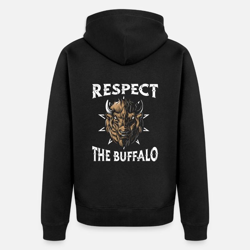Bison d’Amérique Buffalo - Veste à capuche bio Premium Unisexe - noir