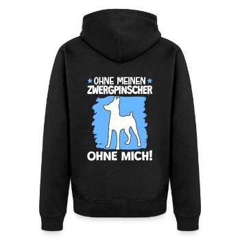 Ohne Zwergpinscher ohne mich Pinscher - Unisex Premium Bio Zip Hoodie - Schwarz - Hinten - Nico (187cm)