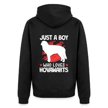 Le garçon le Hovawart aime le chien fermier allemand - Veste à capuche bio Premium Unisexe - noir - Dos - Nico (187cm)