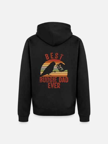 Bester Wellensittich-vater Aller Zeiten - Unisex Premium Bio Zip Hoodie - Schwarz