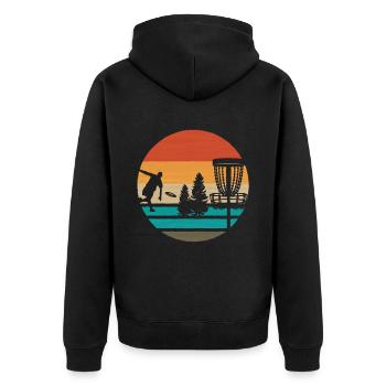 Weinlese-frisbee-disc-golf - Unisex Premium Bio Zip Hoodie - Schwarz - Hinten - Nico (187cm)