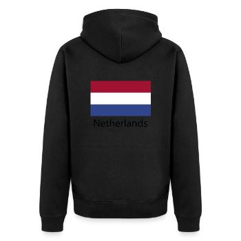 Niederlande Flagge Nederland Holland Niederländer - Unisex Premium Bio Zip Hoodie - Schwarz - Hinten - Nico (187cm)