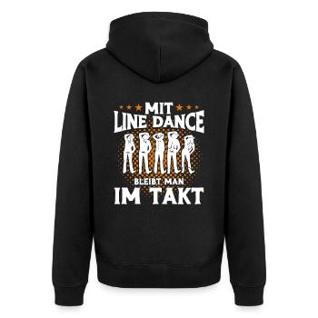 Line Dance Tänzer Takt Cowboy Western Tanzen - Unisex Premium Bio Zip Hoodie - Schwarz - Hinten - Nico (187cm)
