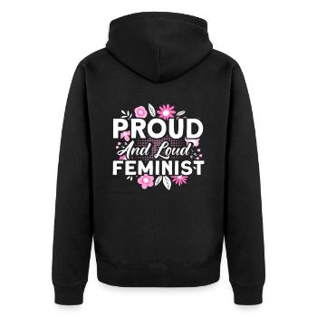 Stolze und laute Feministin Feministisch - Unisex Premium Bio Zip Hoodie - Schwarz - Hinten - Nico (187cm)