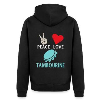Peace Love Tambroune Music Instrument - Unisex Premium Bio Zip Hoodie - Schwarz - Hinten - Nico (187cm)
