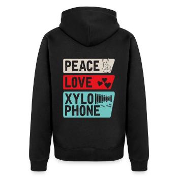 Peace Love Xylophone Piano Music Players - Unisex Premium Organic Zip Hoodie - black - Back - Nico (187cm)