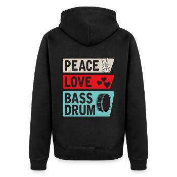 Peace Love Bass Drum Orchestra Band - Veste à capuche bio Premium Unisexe - noir - Dos - Nico (187cm)