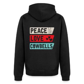 Peace Love Cowbells Country Music - Unisex Premium Bio Zip Hoodie - Schwarz - Hinten - Nico (187cm)