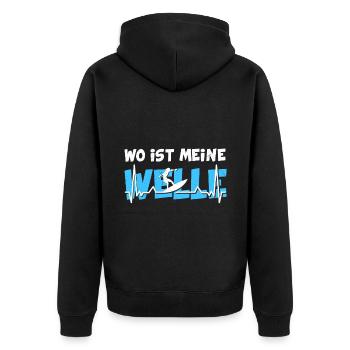 Surfen Wellenreiten Windsurfen Wassersport Surfer - Unisex Premium Bio Zip Hoodie - Schwarz - Hinten - Nico (187cm)