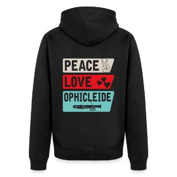 Peace Love Ophicleide Ophicleide Music - Unisex Premium Bio Zip Hoodie - Schwarz - Hinten - Nico (187cm)