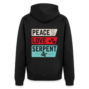 Peace Love Serpent Musical Instrument - Unisex Premium Bio Zip Hoodie - Schwarz - Hinten - Nico (187cm)