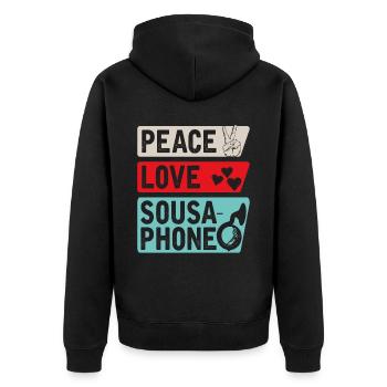 Peace Love Sousaphone Tuba Sousaphone - Unisex Premium Bio Zip Hoodie - Schwarz - Hinten - Nico (187cm)