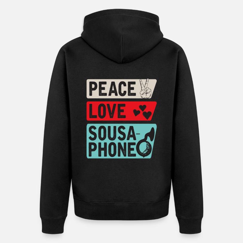 Paix Amour Sousaphone Tuba Sousaphone - Veste à capuche bio Premium Unisexe - noir