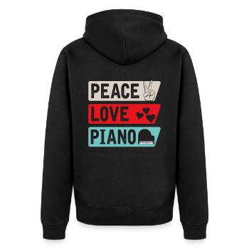 Peace Love Piano Musical Instrument - Unisex Premium Bio Zip Hoodie - Schwarz - Hinten - Nico (187cm)