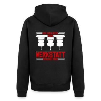 Zerspaner Zerspanungsmechaniker Fräser - Unisex Premium Bio Zip Hoodie - Schwarz - Hinten - Nico (187cm)