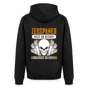 Zerspaner Fräser Zerspanungsmechaniker - Unisex Premium Bio Zip Hoodie - Schwarz - Hinten - Nico (187cm)