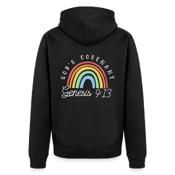 Gott Bund, Psalm, Christian - Unisex Premium Bio Zip Hoodie - Schwarz - Hinten - Nico (187cm)