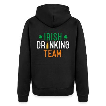 Irish Drinking Team - Unisex Premium Organic Zip Hoodie - black - Back - Nico (187cm)