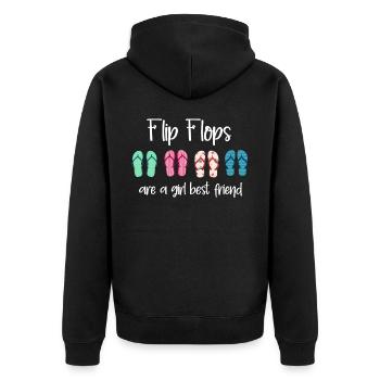 Flip Flops Sind Eine Beste Freundin Für Mädchen - Unisex Premium Bio Zip Hoodie - Schwarz - Hinten - Nico (187cm)