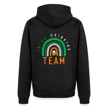Irish Drinking Team - Unisex Premium Organic Zip Hoodie - black - Back - Nico (187cm)