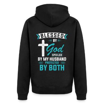 Gott Bund, Psalm, Christian - Unisex Premium Bio Zip Hoodie - Schwarz - Hinten - Nico (187cm)