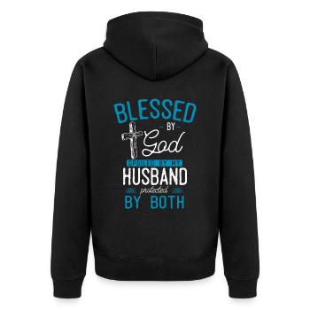 Gott Bund, Psalm, Christian - Unisex Premium Bio Zip Hoodie - Schwarz - Hinten - Nico (187cm)