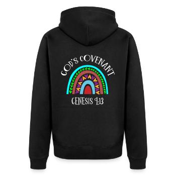 Gott Bund, Psalm, Christian - Unisex Premium Bio Zip Hoodie - Schwarz - Hinten - Nico (187cm)