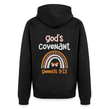 Gott Bund, Psalm, Christian - Unisex Premium Bio Zip Hoodie - Schwarz - Hinten - Nico (187cm)