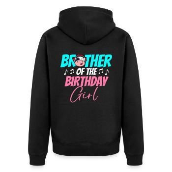 Kuhgeburtstag, Bauer Geburtstag Mädchen - Unisex Premium Bio Zip Hoodie - Schwarz - Hinten - Nico (187cm)