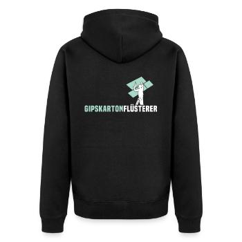 Trockenbauer Sprüche Trockenbau - Unisex Premium Bio Zip Hoodie - Schwarz - Hinten - Nico (187cm)