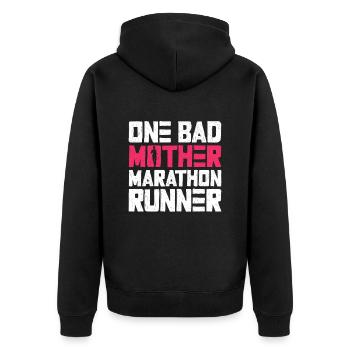 A Bad Mother Marathon Runner - Femmes - Veste à capuche bio Premium Unisexe - noir - Dos - Nico (187cm)