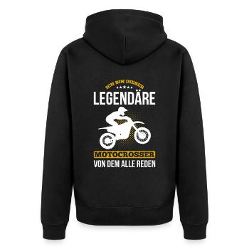 Bin Der Legendäre Motocrosser Von Dem Alle Reden - Unisex Premium Bio Zip Hoodie - Schwarz - Hinten - Nico (187cm)