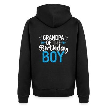 Grand-père du garçon d’anniversaire - Veste à capuche bio Premium Unisexe - noir - Dos - Nico (187cm)