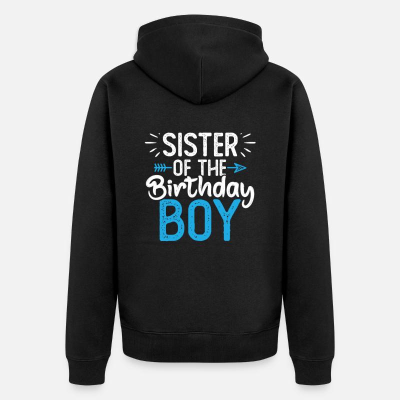 Sœur du garçon d’anniversaire - Veste à capuche bio Premium Unisexe - noir