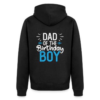 Dad Of The Birthday Boy - Unisex Premium Bio Zip Hoodie - Schwarz - Hinten - Nico (187cm)