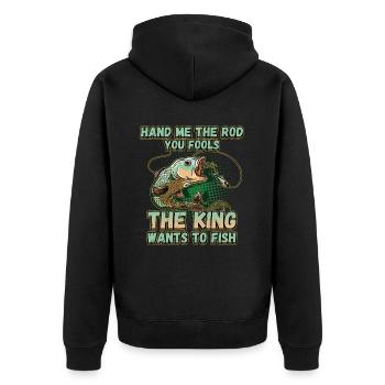 Hands Me The Rod Fools Le roi va pêcher - Veste à capuche bio Premium Unisexe - noir - Dos - Nico (187cm)