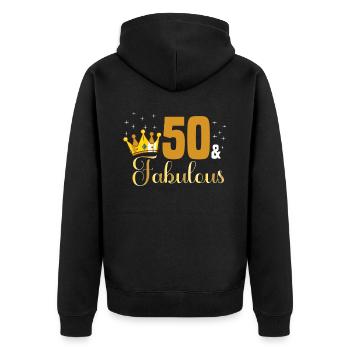 50 and Fabulous - 1972 Queen 50th birthday - Unisex Premium Organic Zip Hoodie - black - Back - Nico (187cm)