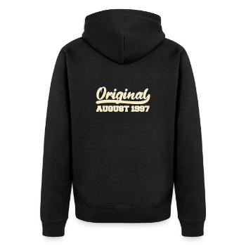 25. Geburtstag August Jahrgang 1997 Geschenkidee - Unisex Premium Bio Zip Hoodie - Schwarz - Hinten - Nico (187cm)