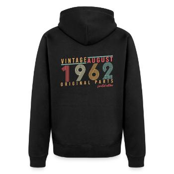 1962 In August 60th birthday - Unisex Premium Organic Zip Hoodie - black - Back - Nico (187cm)