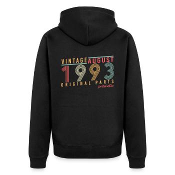 August 1993 Gift idea - Unisex Premium Organic Zip Hoodie - black - Back - Nico (187cm)