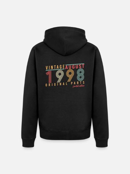 Né en août 1998 - Veste à capuche bio Premium Unisexe - noir