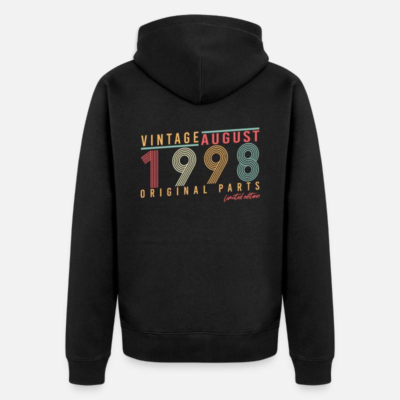 Né en août 1998 - Veste à capuche bio Premium Unisexe - noir