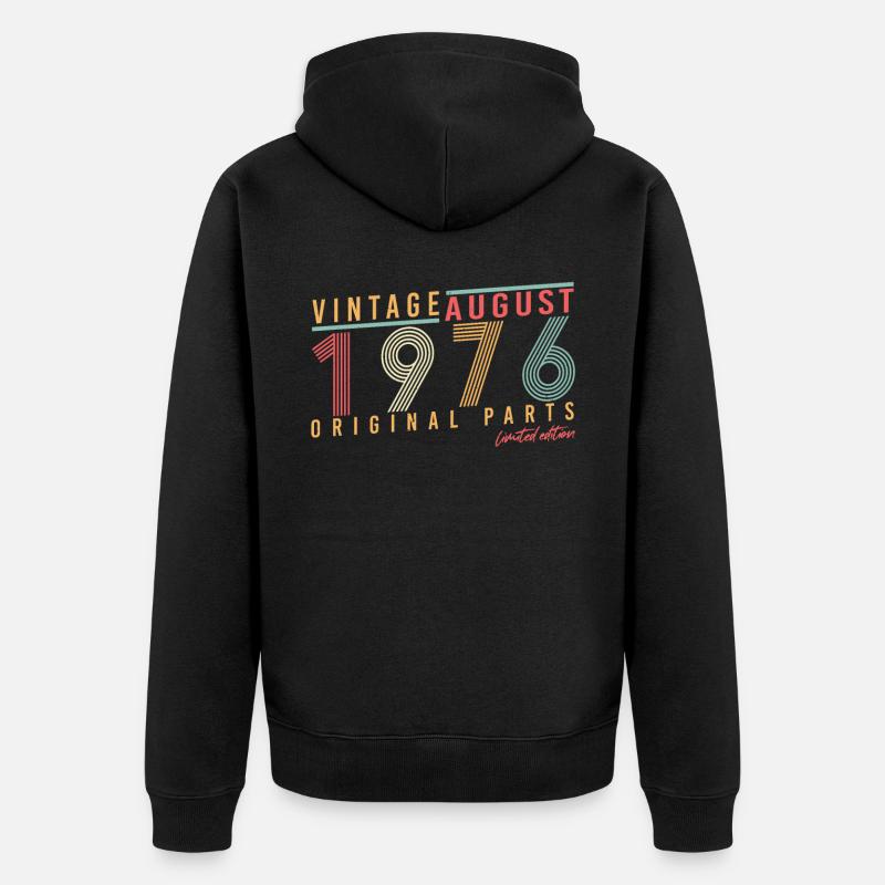 1976 En août Rétro - Veste à capuche bio Premium Unisexe - noir