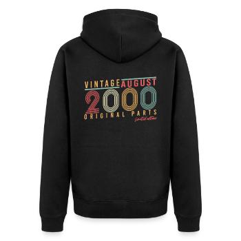 Born in August 2000 - Unisex Premium Organic Zip Hoodie - black - Back - Nico (187cm)